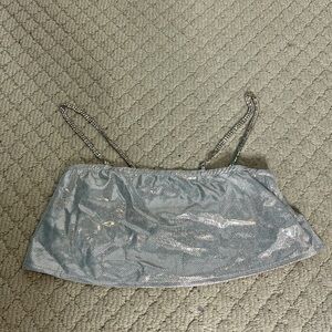 SHEIN Metallic Silver Camisole with Chain Straps